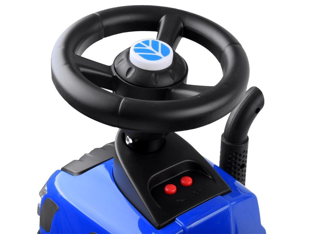 Loopauto - tractor - met aanhanger, schop & hark - blauw