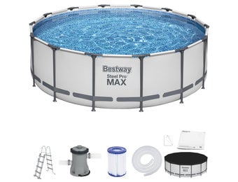 Bestway zwembad - met pomp en zwembad trap - 427x122 cm - wit