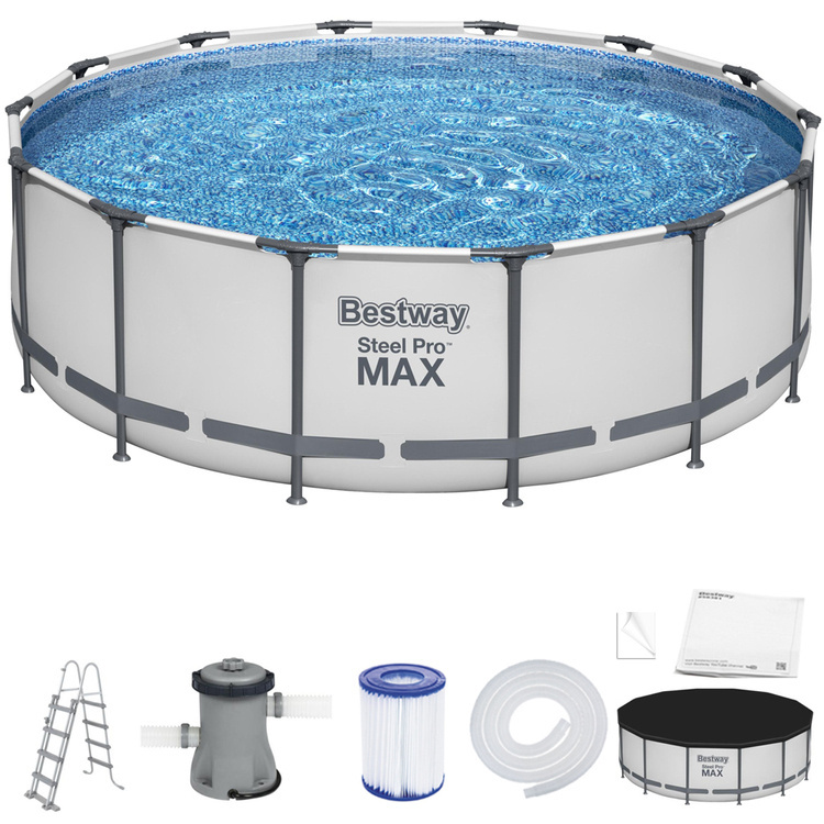 Bestway zwembad - met pomp en zwembad trap - 427x122 cm - wit