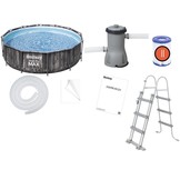 Bestway zwembad - met pomp en zwembad trap - 366x100 cm - hout