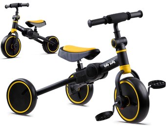 Driewieler - loopfiets - 3-in-1 - 73x47x51 cm - zwart, geel