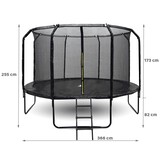 Trampoline met net - 366 cm - 12FT - tot 150 kg -  zwart