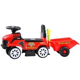 Loopauto - tractor - met aanhanger, schop & hark - rood