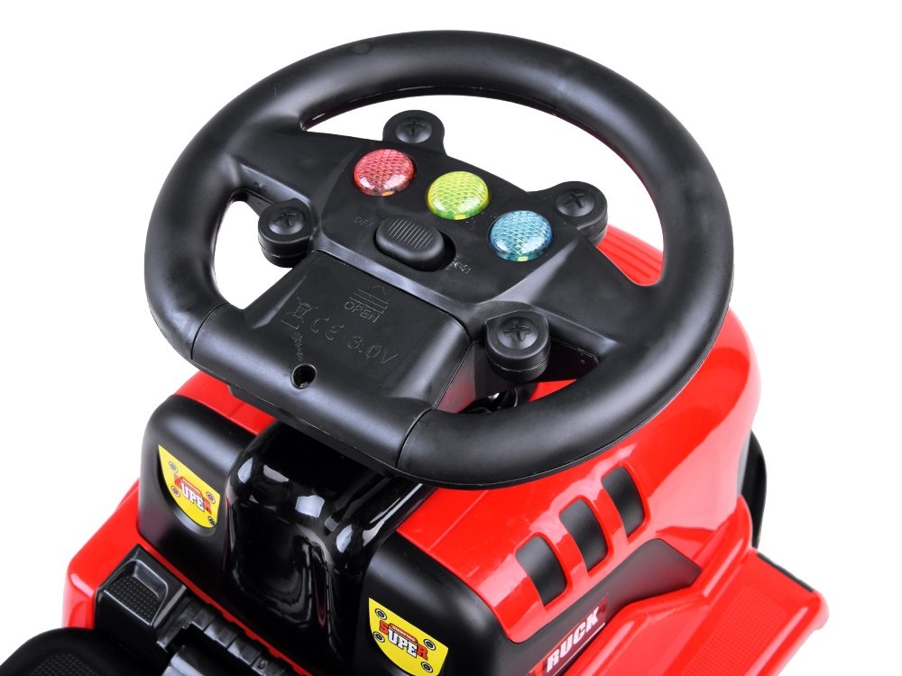 Loopauto - tractor - met aanhanger, schop & hark - rood