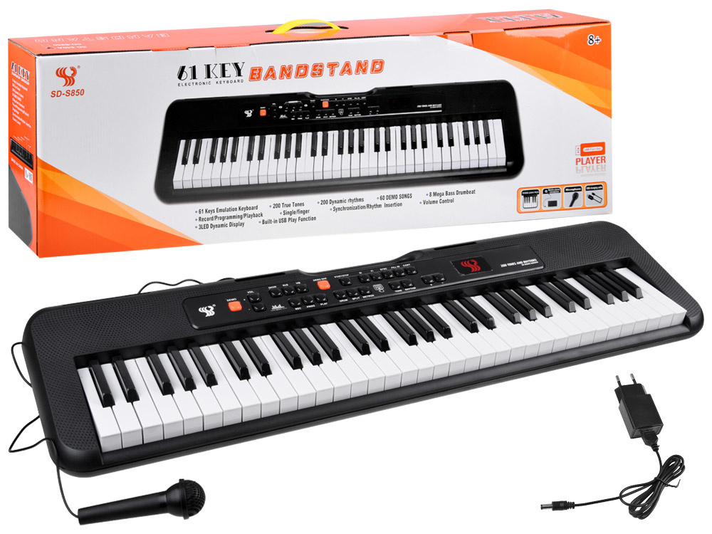 Keyboard piano - met microfoon - 61 toetsen - 83x24x8 cm