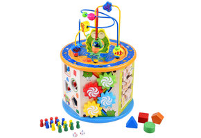 Activiteitenkubus - hout - speelkubus - 36x19,5x24 cm - 8-in-1