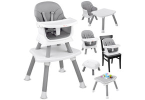 Kinderstoel - babystoel - 6-in-1 - multifunctioneel - grijs wit