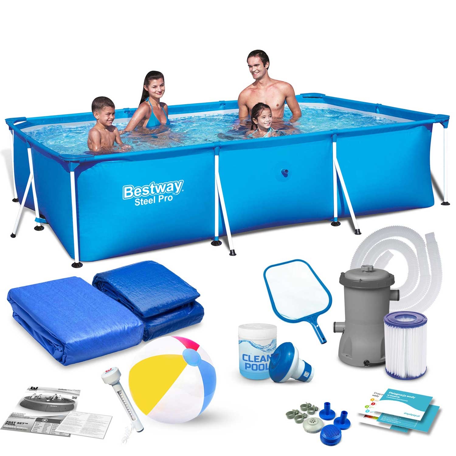 Bestway opzetzwembad - filterpomp & accessoires - 300x201x66cm
