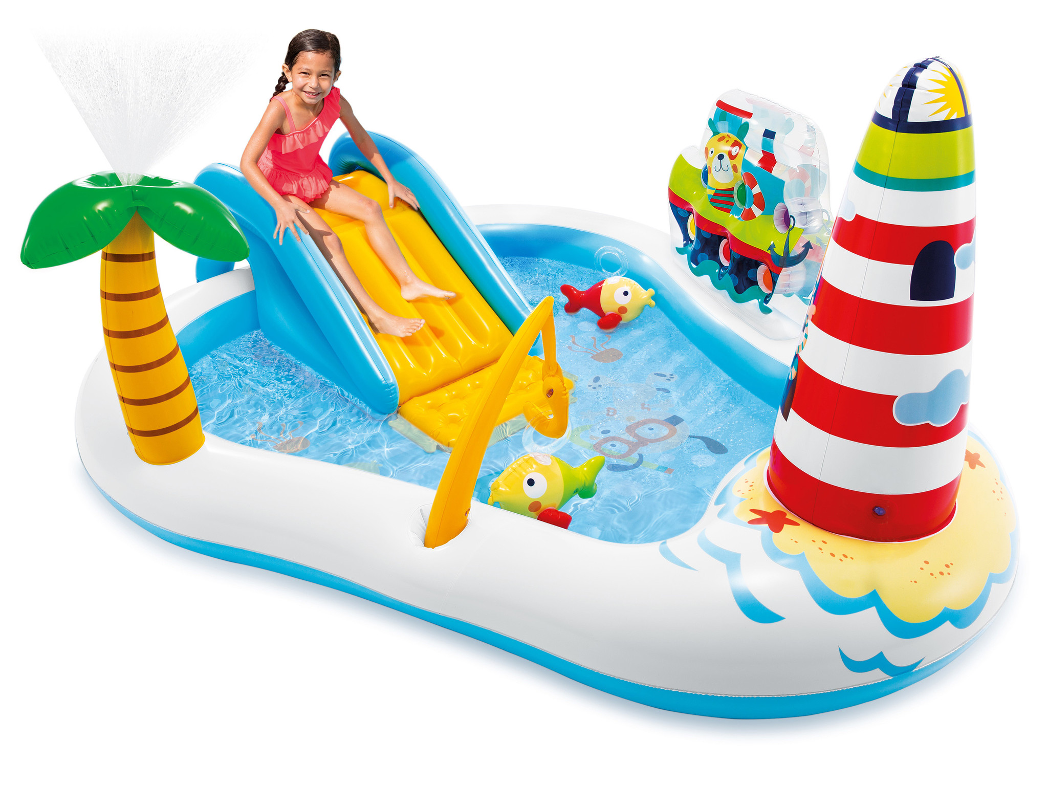 Intex opblaas zwembad - 218x188x99cm - oa. <br />
incl glijbaan