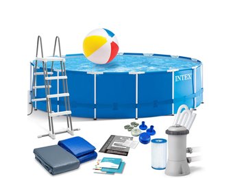 Intex opzetzwembad - 457x122 cm - blauw - accessoires oa. filterpomp & bal