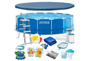 Intex opzetzwembad - 457x122 cm - blauw- accessoires oa. filterpomp & bal