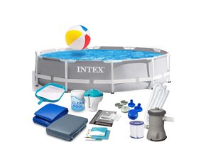 Intex opzetzwembad - 305x76cm - grijs - accessoires oa. filterpomp & bal