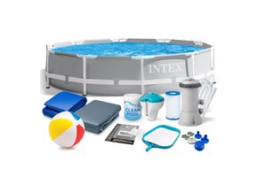 Intex opzetzwembad - 366x76 cm - grijs - accessoires, filterpomp & bal