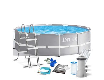 Intex opzetzwembad - 366x99cm - grijs - filterpomp & accessoires