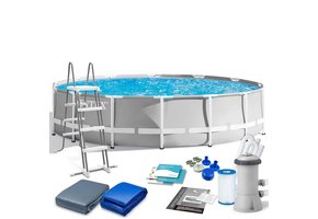 Intex opzetzwembad - Ø457cm - grijs - accessoires oa. filterpomp & bal