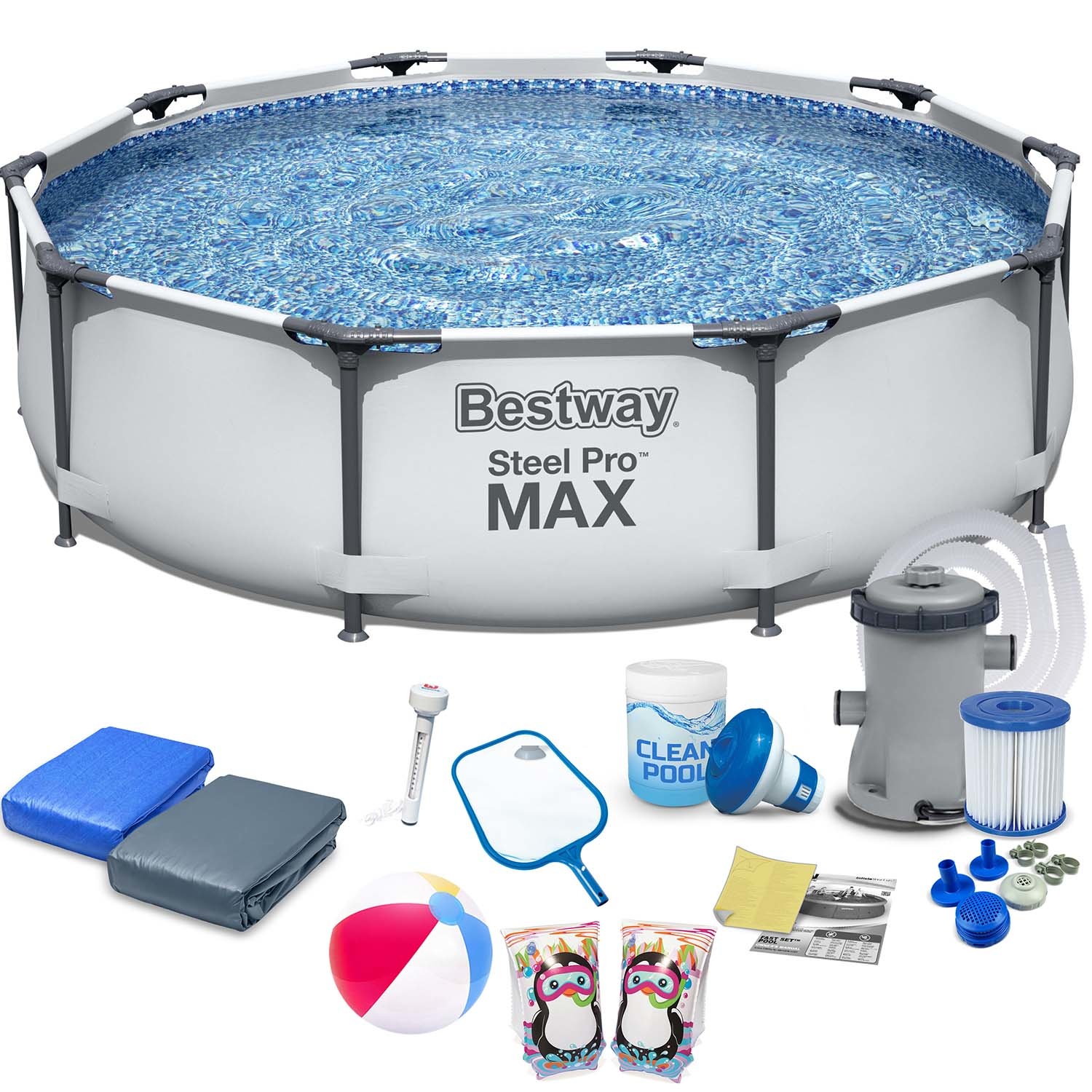 Bestway opzetzwembad - Ø305cm - filterpomp & accessoires - wit
