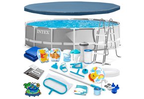 Intex opzetzwembad - 457x122 cm - grijs - veel accessoires