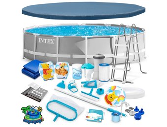 Intex opzetzwembad - 457x122 cm - grijs - veel accessoires