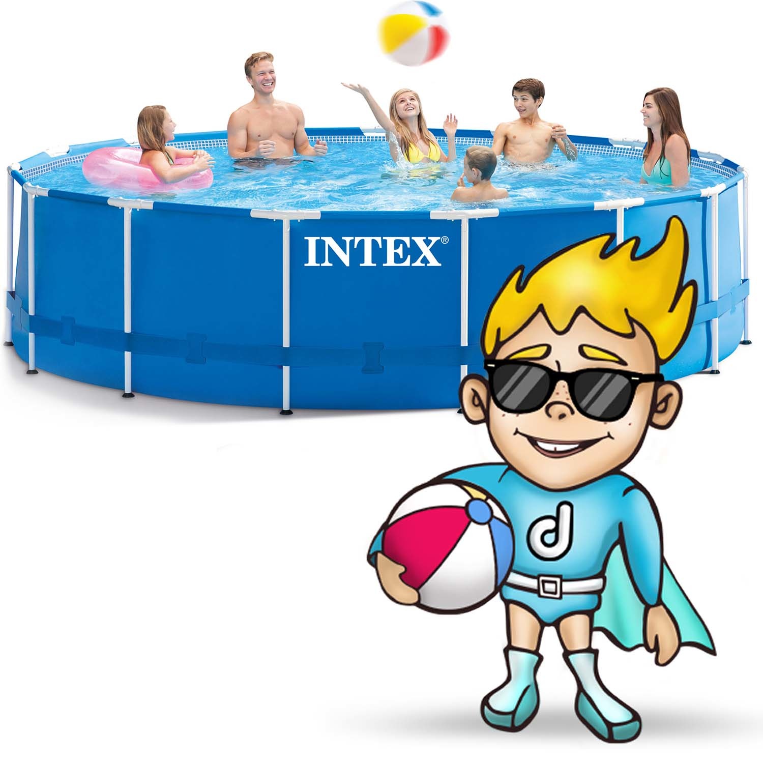 Intex opzetzwembad - 457cm - 3-laags PVC - blauw