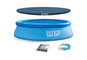 Intex opblaas zwembad - 244cm - rond - incl afdekzeil