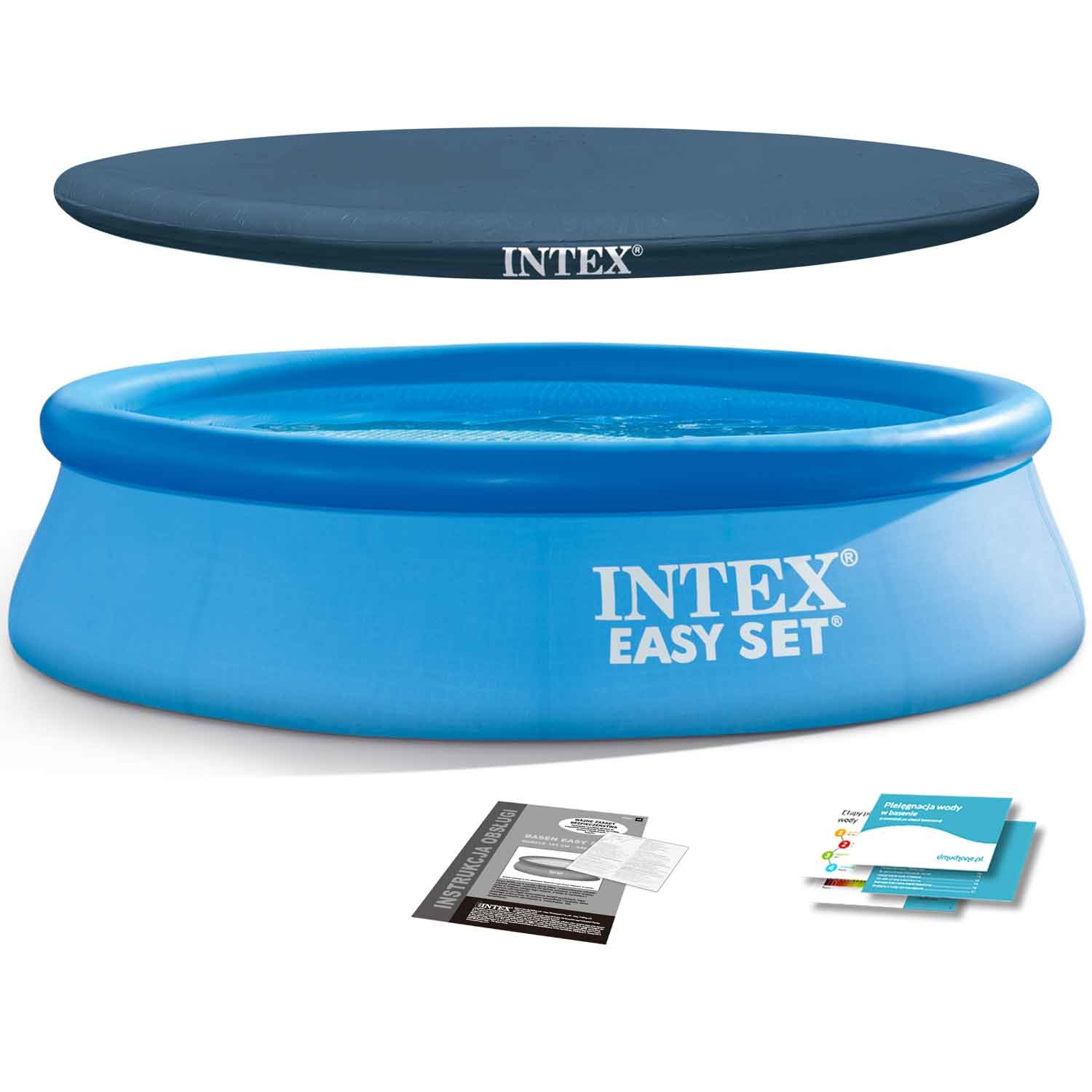 Intex opblaas zwembad - 244cm - rond - incl afdekzeil