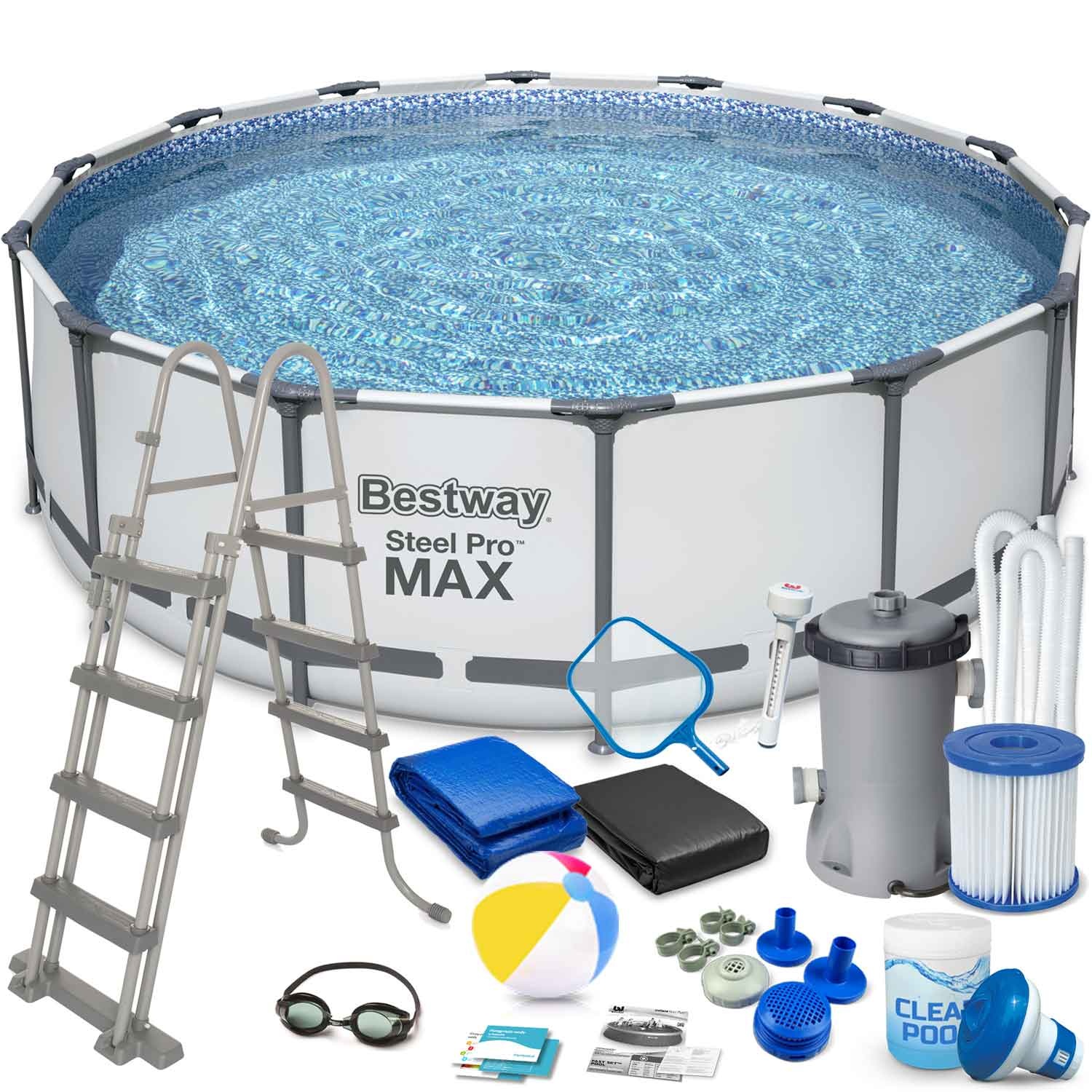Bestway opzetzwembad - Ø457cm - filterpomp & accessoires - wit