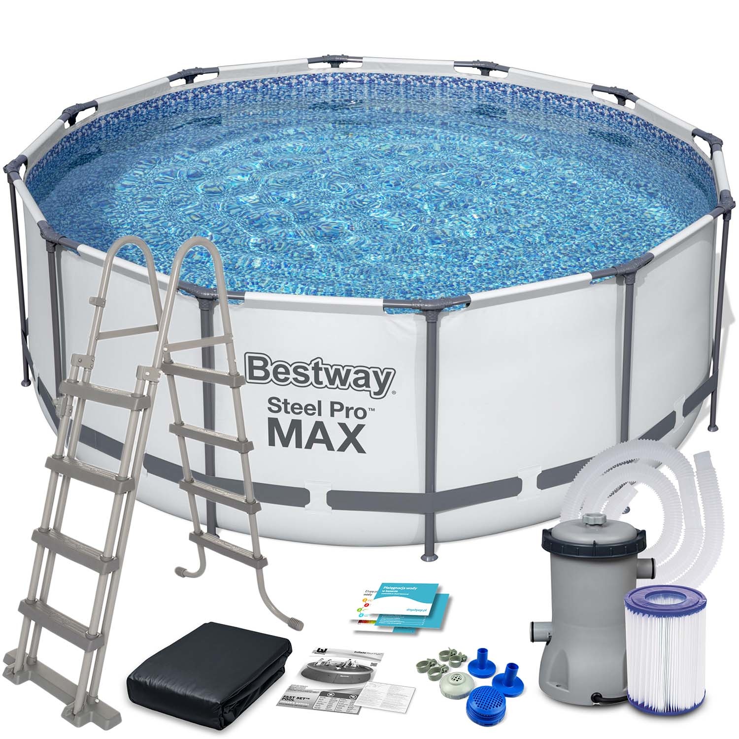Bestway opzetzwembad - Ø396cm - filterpomp & accessoires - wit