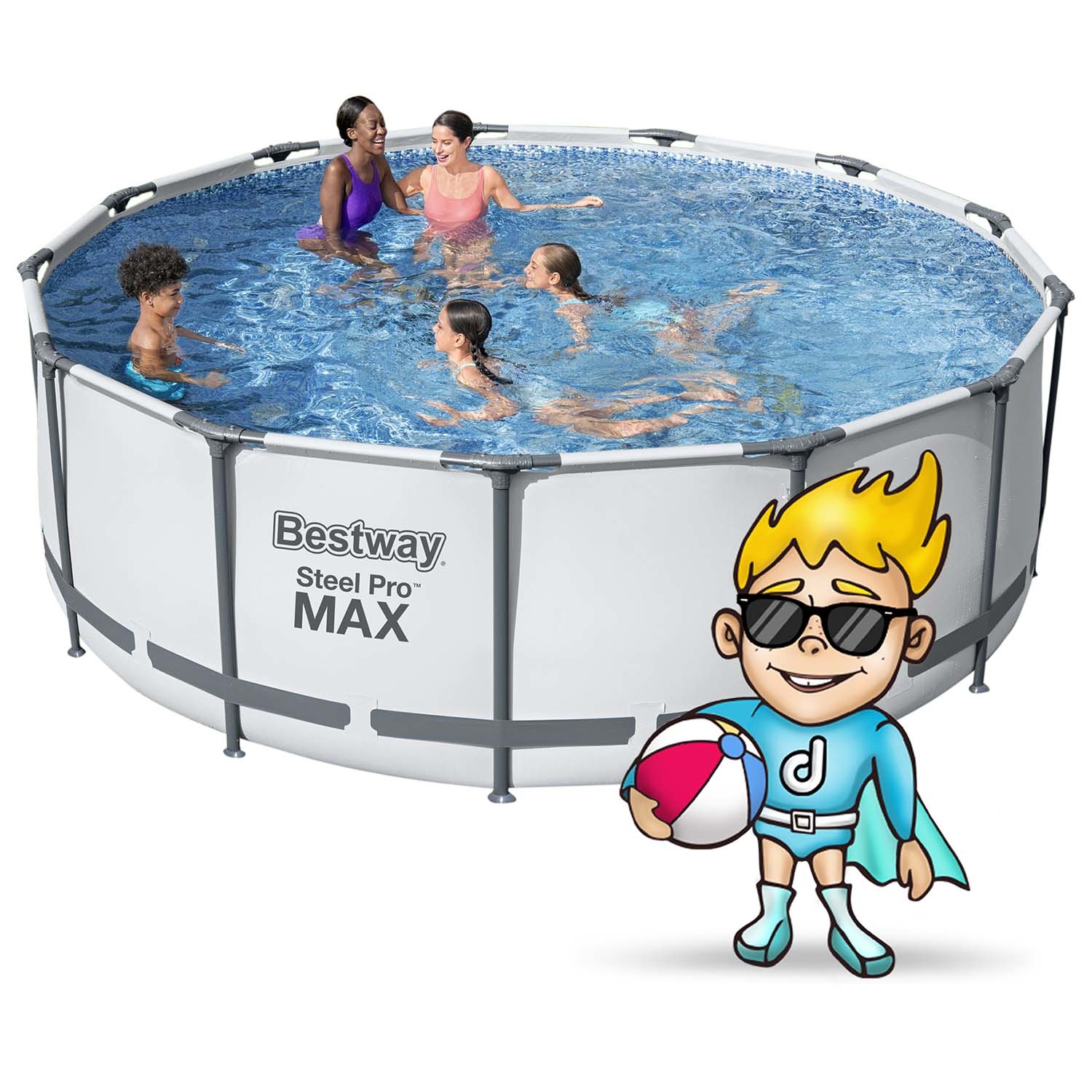 Bestway opzetzwembad - Ø396cm - filterpomp & accessoires - wit