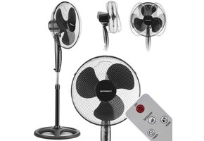 Staande ventilator - ⌀40 cm - 103-123 cm hoog - zwart- met afstandsbediening