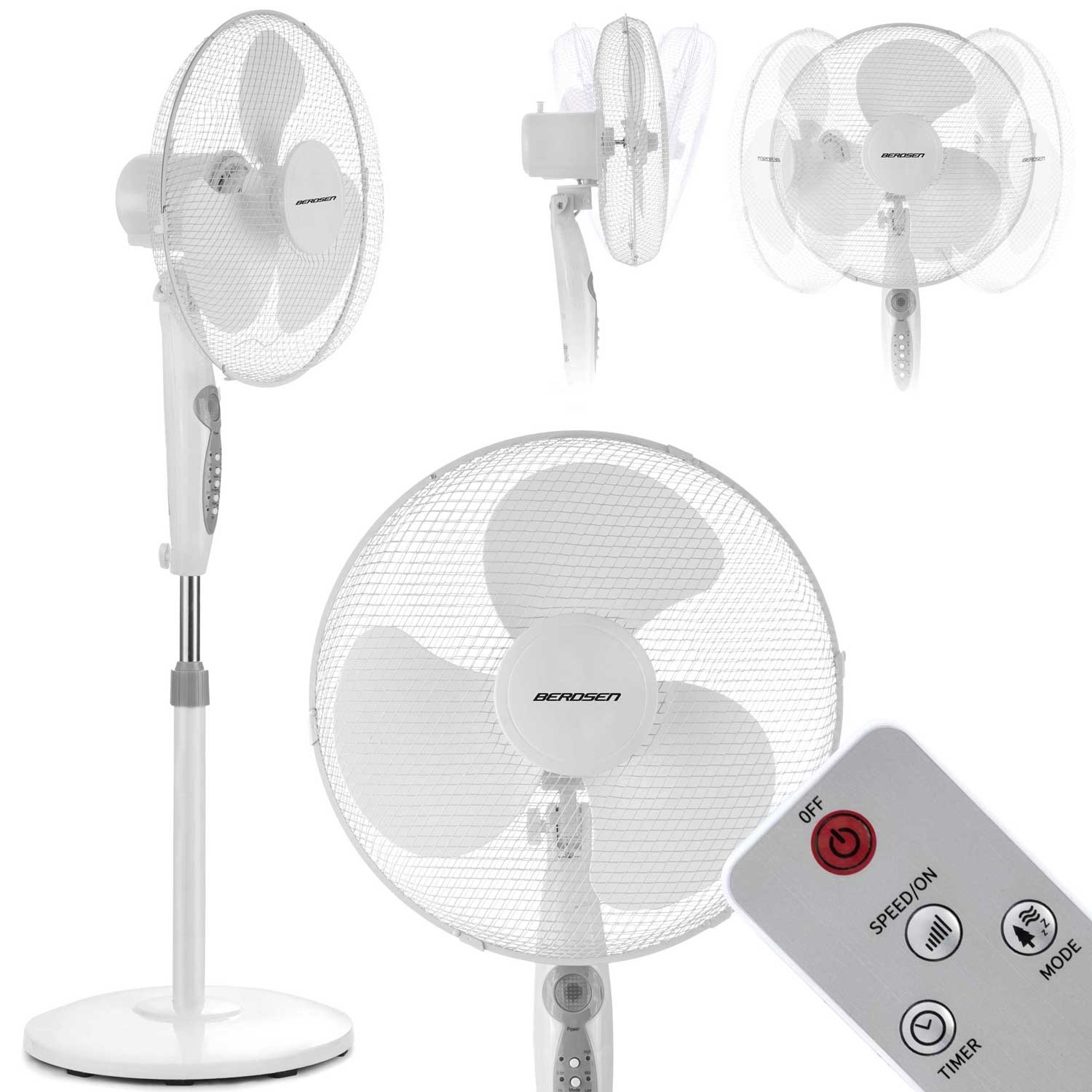 Staande ventilator - ⌀40cm - met afstandsbediening - verstelbaar in hoogte - zwart