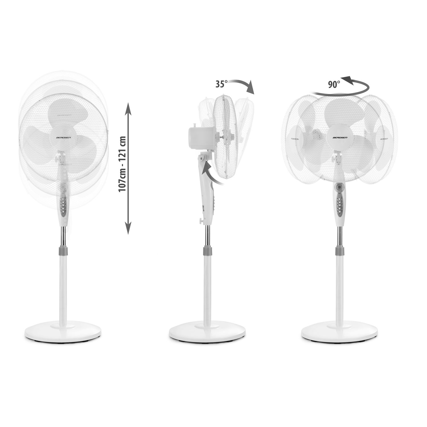 Staande ventilator - ⌀40cm - met afstandsbediening - verstelbaar in hoogte - zwart