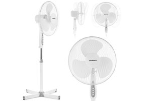 Staande ventilator - ⌀40cm - 3 snelheden - verstelbaar in hoogte - wit