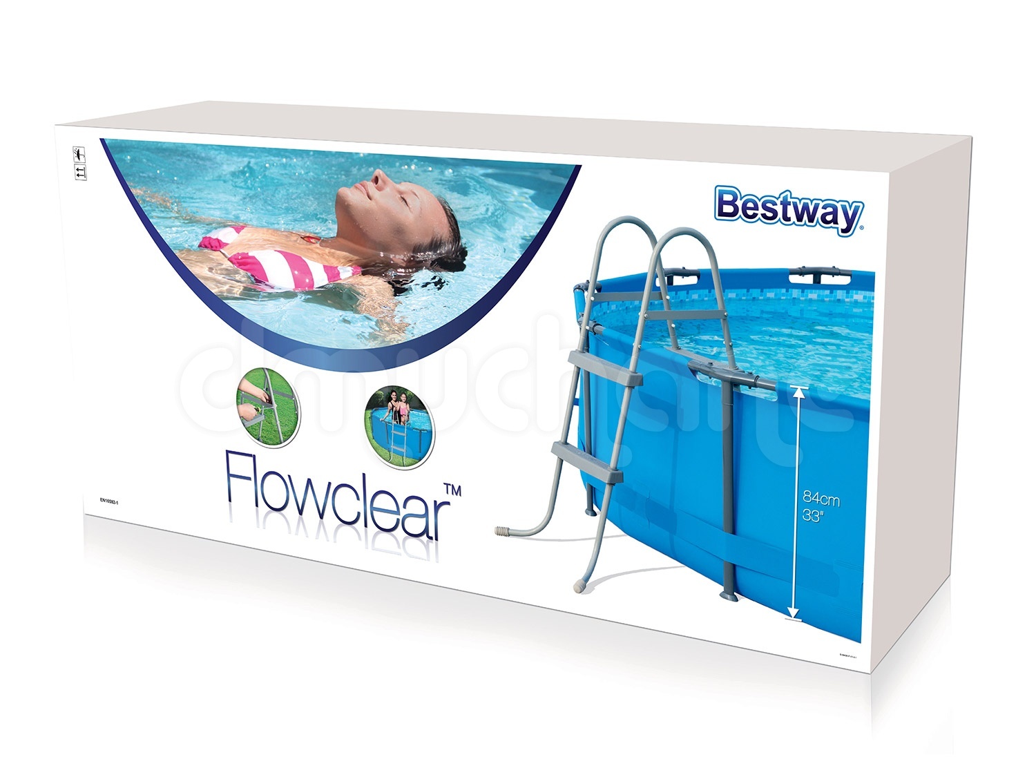 Bestway - zwembadtrap - 2 treden - 84 cm - grijs