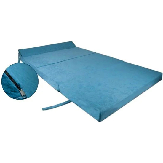 Opvouwbaar matras + hoofdkussen - petrol - 200x120x10 cm