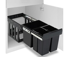 Ausziehbarer Einbau-Mülleimer mit Soft-Close, 48 L, Schwarz, ABS/PP