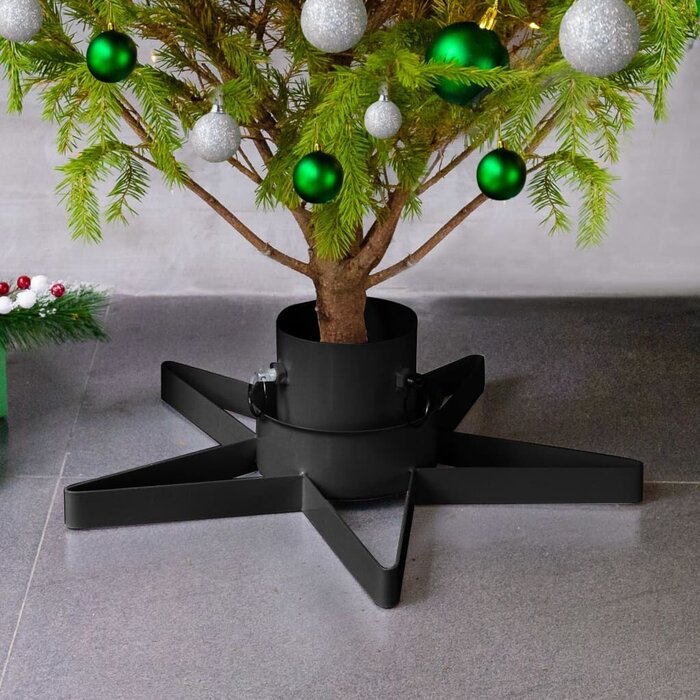 vidaXL Weihnachtsbaumständer 47x47x13,5 cm Schwarz Metall