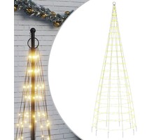 LED-Fahnenmast-Weihnachtsbaum, 300 cm, 550 Warmweiße LEDs, Dunkelgrünes Kabel, Kupfer/Eisen