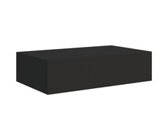 Wandregal mit Schublade, 40x23,5x10 cm, MDF Schwarz