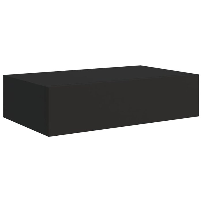 Wandregal mit Schublade, 40x23,5x10 cm, MDF Schwarz