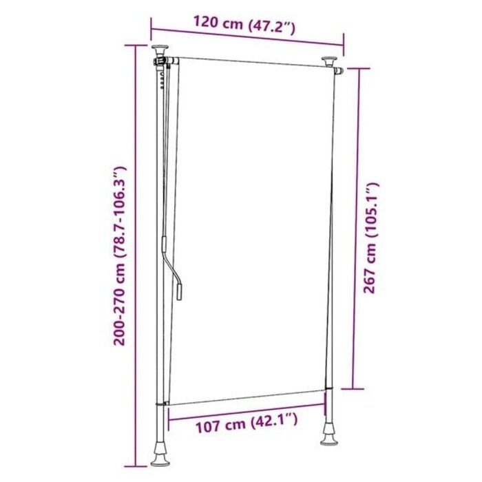 Außenrollo 120x270 cm Stoff & Stahl Gelb/Weiß – Outlet