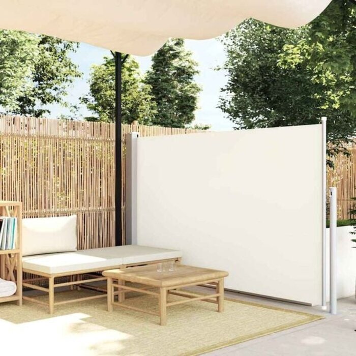 Ausziehbarer Sichtschutz für Garten & Balkon, 140x500 cm, Cremefarben – Outlet