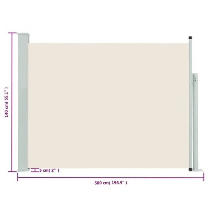 Ausziehbarer Sichtschutz für Garten & Balkon, 140x500 cm, Cremefarben – Outlet