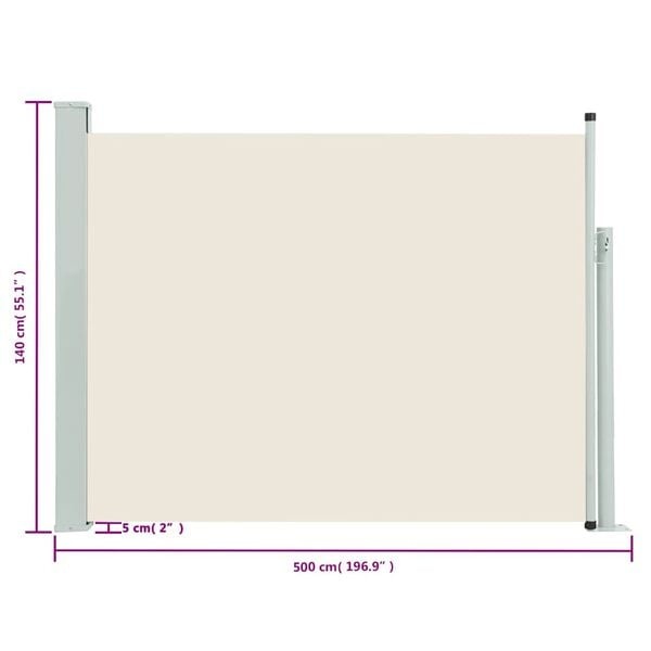 Ausziehbarer Sichtschutz 140x500 cm, Cremefarben - Jetzt bis zu 35% Rabatt!