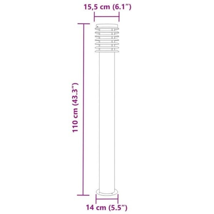 Garten Stehleuchte 110 cm Edelstahl Silber - bis zu 35% Rabatt sichern!