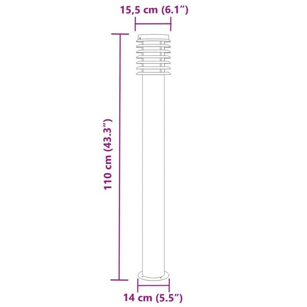 Garten Stehleuchte 110 cm Edelstahl Silber - bis zu 35% Rabatt sichern!