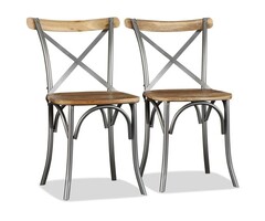 Esszimmerstühle 2er Set Massivholz Mango, Stahl, Industriestil, 51x52x84cm (BxTxH)