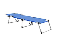 Klappbare Sonnenliege für Senioren, Extra Hoch, Blau, Aluminium, 210x70x39.5cm