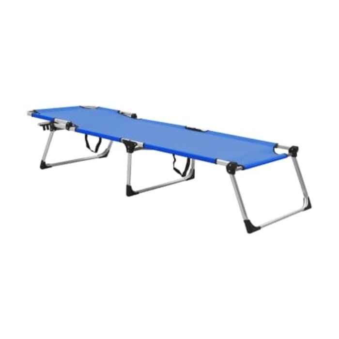 Klappbare Sonnenliege für Senioren, Extra Hoch, Blau, Aluminium, 210x70x39.5cm