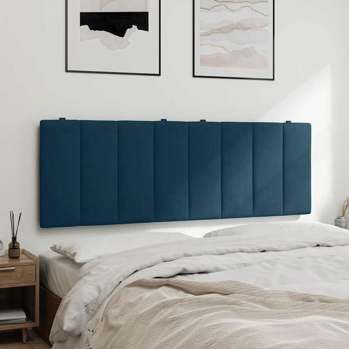 Kopfpolster 140 cm Samt Blau für Bett - Outlet-Deal bis zu 35% reduziert!