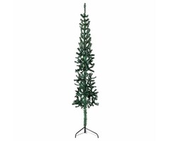 Halbe künstliche Weihnachtsbaum mit Ständer, schmal, 120 cm, Grün, PVC & Stahl